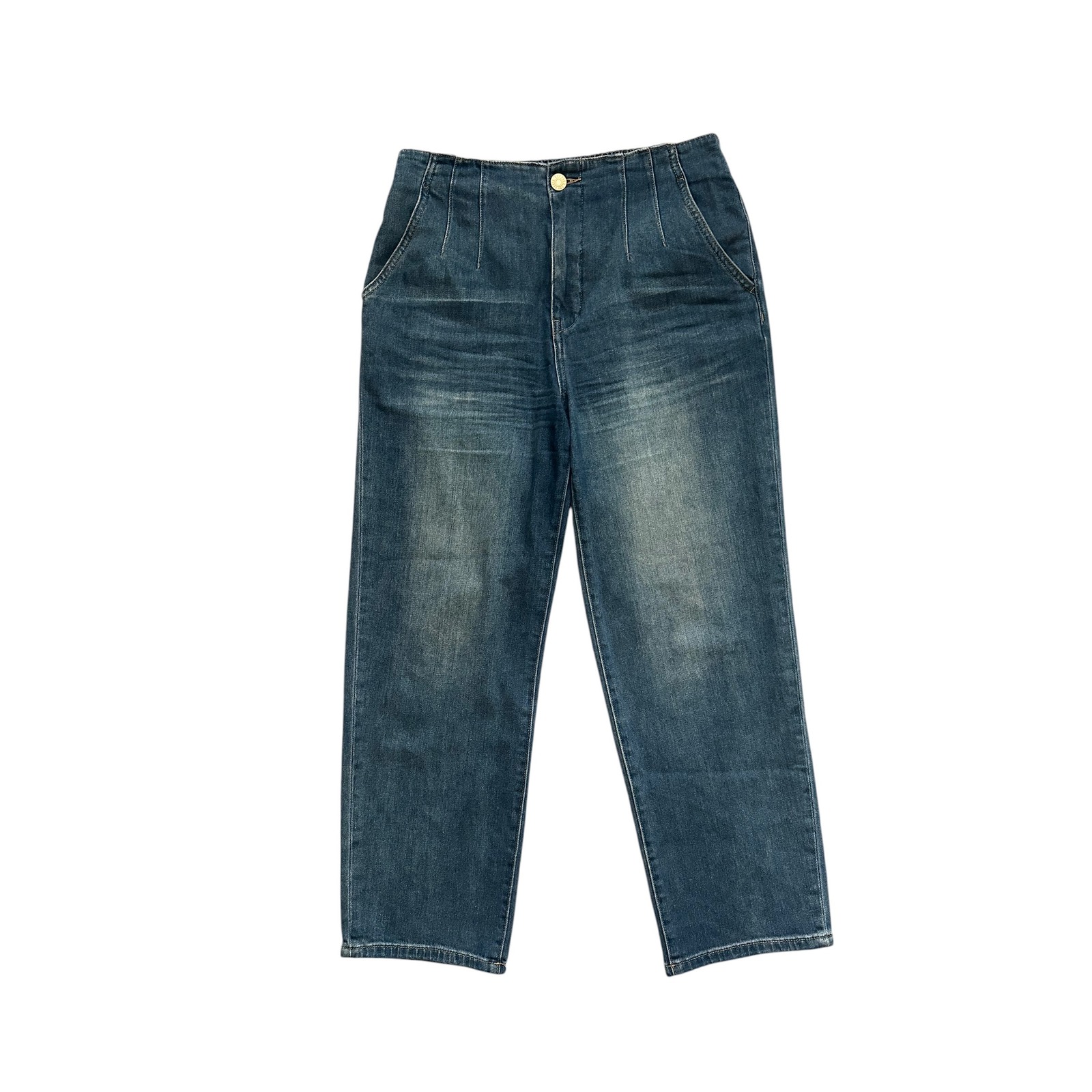 Kut From The Kloth Fay Ankle Straight Leg Jeans High Rise Pleated Blue Denim 29
